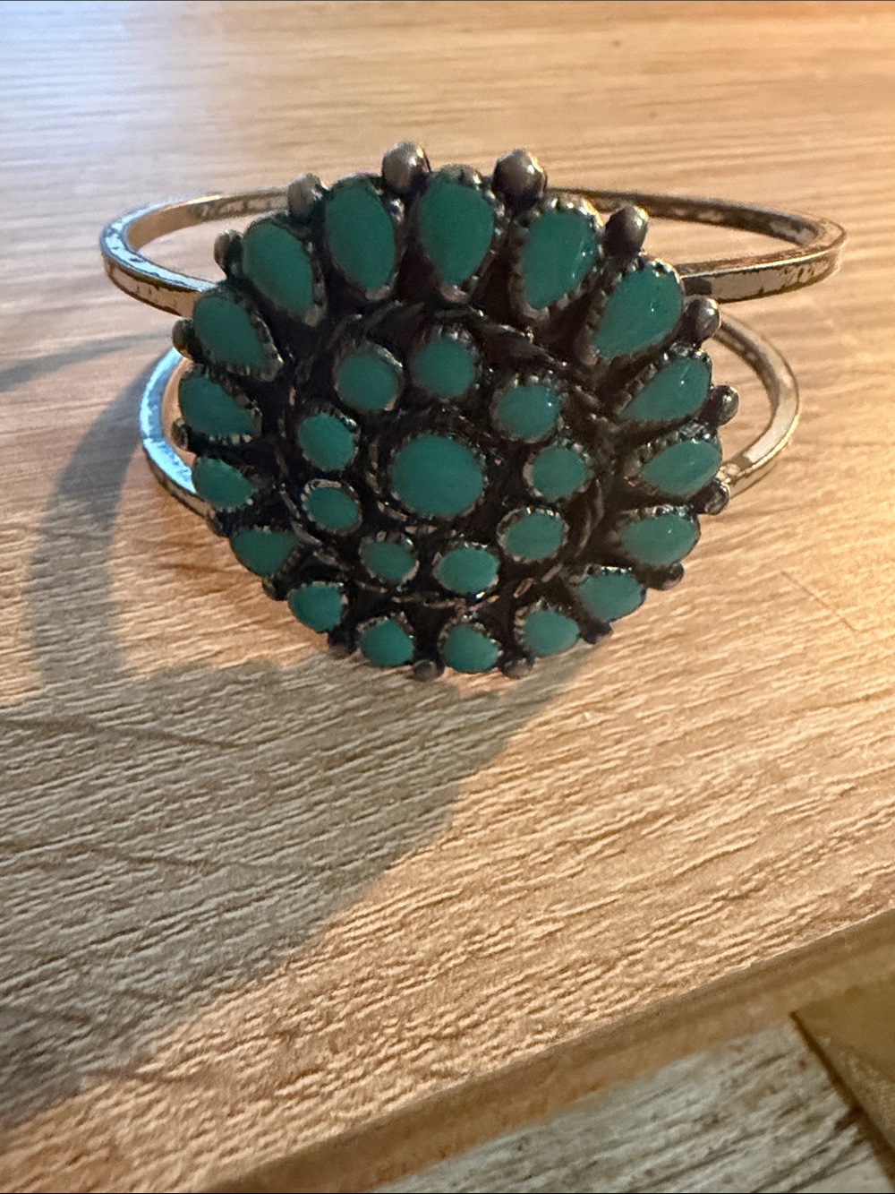 Turquoise Floral Cluster Cuff Bracelet - Women Jewelry